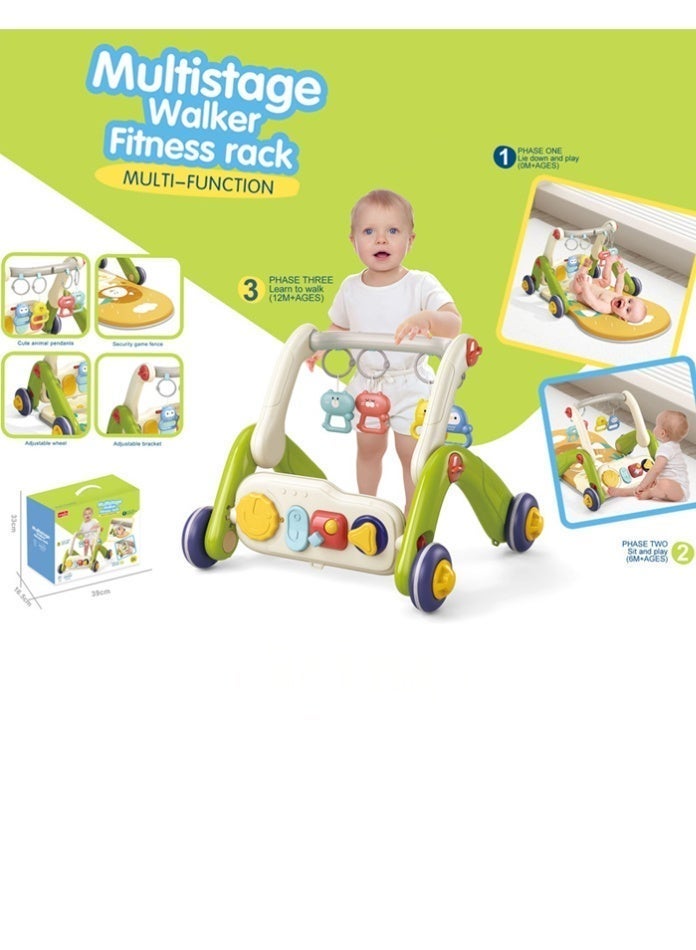 VIVAKIDS 3-in-1 Baby Walker and Activity Play Gym with Music Piano, Multistage Fitness Rack, Adjustable Height and Detachable Sensory Toys for Newborns to Toddlers – Multi-Color - Image 1